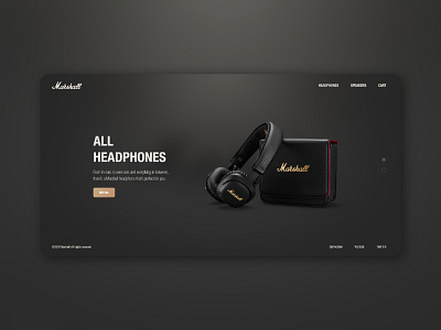 Marshall Website Redesign ( Hero Page ) dark mode dark theme dark ui headphone hero section marshall product products redesign speaker ui design ux design web app web design web product webdesign website website concept website design websites