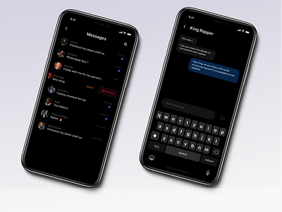 Chat screens for the app - Rapchat app beats branding chat chat app chatting communication dark ui design layout messages music rap rap app rapchat rapper talk ui user interface