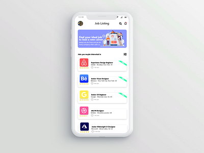 Job Listing app dailyui dailyuichallenge design ui ux