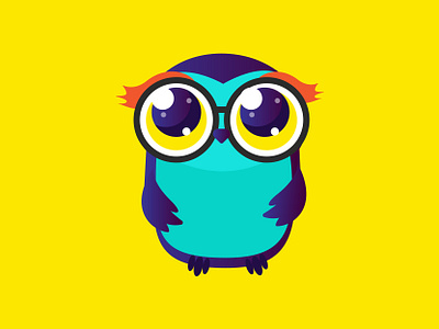 Space owl animal cartoon character concept design eye flat funny illustration owl simple space star trendy vector