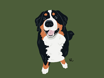 Luna animal bernese black dog dog illustration dog lover doggy happy happy dog illustrator infinite painter lithuania luna mountain dog portrait postcard vector art zenenhund