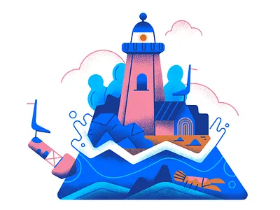 lighthouse on a triangle design illustration texture