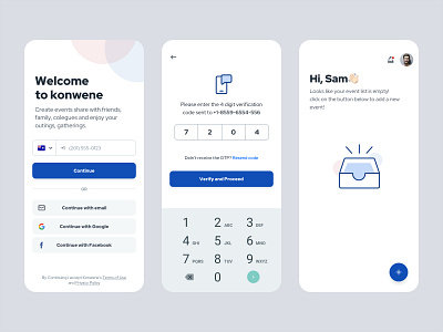 Konewene App - Login Flow consensus event application iconography loginflow sketchapp ui ui design userflow ux ux design