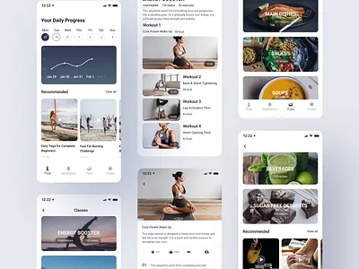 Yoga & Meditation App app concept app design design food app illustration iphone x meditation meditation app minimal typography ui ux web yoga app yoga pose