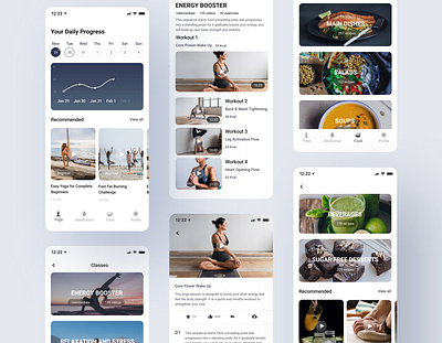 Yoga & Meditation App app concept app design design food app illustration iphone x meditation meditation app minimal typography ui ux web yoga app yoga pose