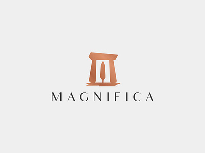 MAGNIFICA arch branding classy elegant logo logo design logo mark minimal minimal logo minimalist premium rosegold stones tree trees