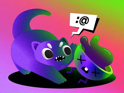 Cat Versus Mug angry cat fight illustraion illustrator mug vs