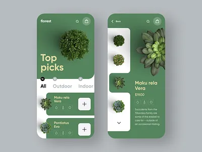 Florest app clean design flat flowers gold grass green klein minimal minimalistic mobile plant product shop store ui ux 插图