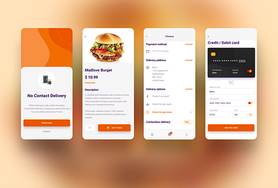 Food delivery app - contactless delivery app application design branding contactless covid19 design figma food app food delivery app minimal mobile mobile app mobile app design payment method product design shot ui ui ux uidesign ux