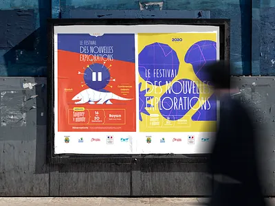 Festival des nouvelles explorations. art direction branding design graphic design identity illustration logotype poster print typography