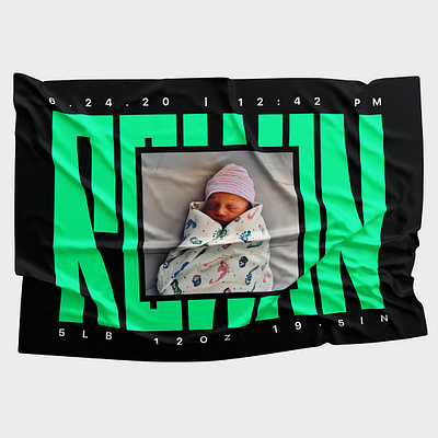 Meet Rowan baby black branding design green logo typography vector