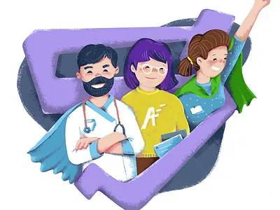 brochure illustration child children doctor illustration masseur psychologist special needs speech therapist