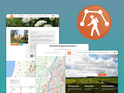 Website Wandelnetwerk Noord-Holland branding design explore hiking homepage interface logo map nature redesign thesis ui uidesign user interface ux visual design web web design webdesign website