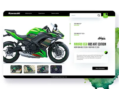 Kawasaki Ninja® 650 ABS bike bike ride colors concept flat green home kawasaki landing page minimal moto motobike motocycle ninja racing sport ui ux web website