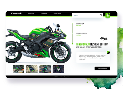 Kawasaki Ninja® 650 ABS bike bike ride colors concept flat green home kawasaki landing page minimal moto motobike motocycle ninja racing sport ui ux web website