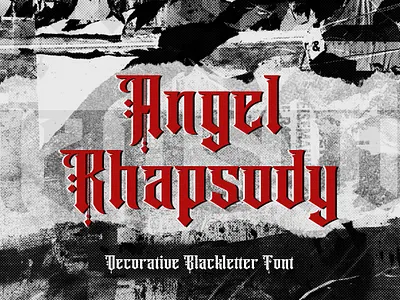 Angel Rhapsody - Blackletter Font blackletter brush calligraphy decorative display fraktur gothic graffiti handdrawn handlettering lettering medieval tattoo