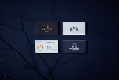 The Woods brand design brand identity branding business cards identity identity design illustration in the trees maine outdoors outdoorsy the woods tree tree house woods