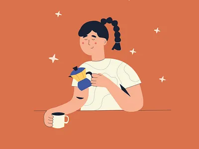 morning coffee bright colors coffee illustration coffee illustrator girl illustration girl power illustration illustrator minimal vector