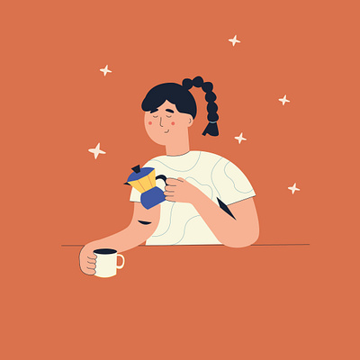 morning coffee bright colors coffee illustration coffee illustrator girl illustration girl power illustration illustrator minimal vector
