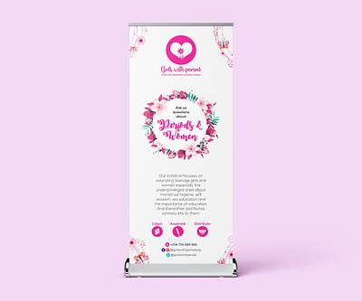 Girls With Period Rollup Banner art brand branding design dribbble dribbble best shot dribbble design female feminine flower flowers illustration girls graphic graphicdesign graphicdesigns like pink product design roll up banner rollup