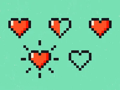 Hearts 8bit blog hearts illustration life procreate