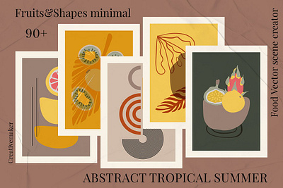 ABSTRACT TROPICAL SUMMER. Flora abstract abstract art background boho bundle design flora floral flowers fruits geometry hand painted illustration minimal shapes stamps summer tropical vector watercolor