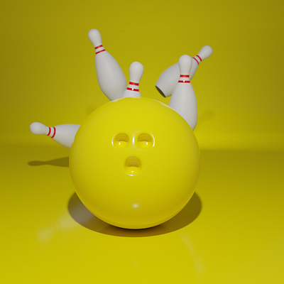 Hit Me Up 3d 3d art blender3d blender3dart blendercycles bowling ball bowling pin design