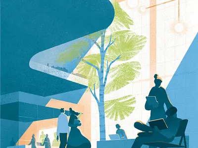 Future Office architecture digital editorial eleni debo folioart futuristic illustration interior office texture