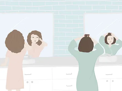 Getting Ready with Mom bathroom childrens book childrens book illustration digital illustration hair illustration kids book makeup