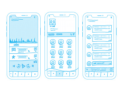 Behind the scenes app app design blue illustration photoshop podcast process sketch template ui ui design ux ux design wireframes