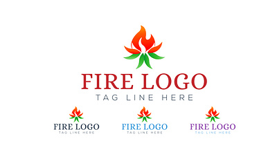 Fire Logo Design brand identity branding design fire logo flat icon lettering logo minimal real estate tree logo vector