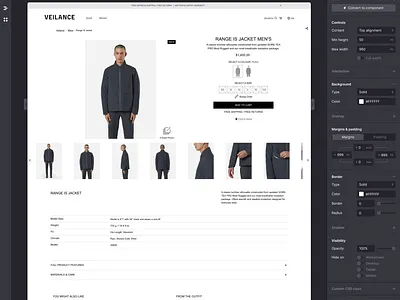 Explorations for our no-code Page Builder builder interface ui