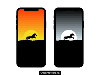 Day & Night iphone wallpaper animal background cool flat gradient horse minimal minimalism mobile moon sun wallpaper wallpaper design wallpapers