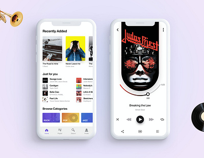 Music Player album art app apple button design ios list music music app music player navigation bar play search ui ux vector website
