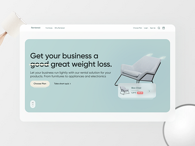 Renterest Landing Page Hero (UI Concept) e commerce shop furniture furniture rent furniture store hero header hero image landing page design rent rental