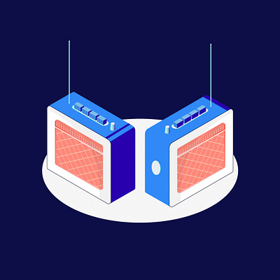 Isometric Radio design icon illustration illustrator isometric radio vector