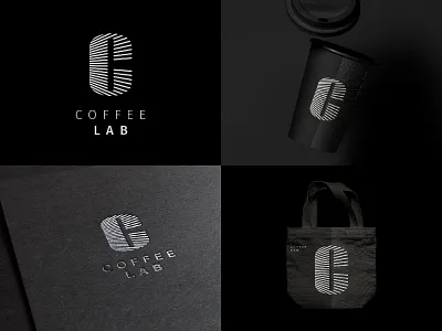 Coffee lab abstract black and white brand identity branding coffee coffee lab geometry lines logo logotype mark minimal pattern simple symbol type
