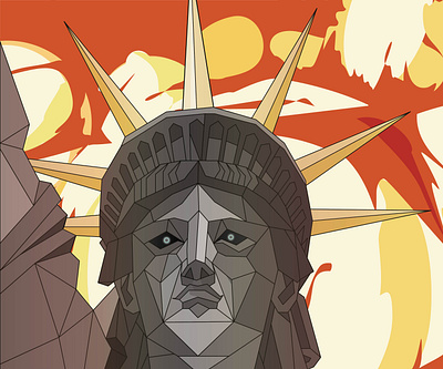 Status of liberty apocalypse apocalyptic explosion explosions freedom graphic design illustration illustrator illustrator art liberty lowpoly lowpolyart statue statue of liberty statues