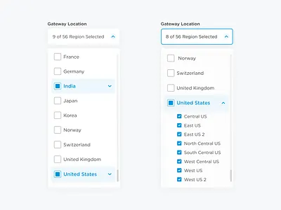 Region Based Mulit selection dropdown checkbox dashboard design desktop drop dropdown dropdown ui list list ui material menu multi select multi selection select selection stackla ui user interface ux