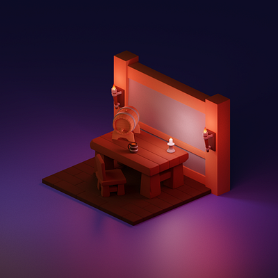 Tavern table 3d b3d blender cartoon illustration isometric render stylization stylized table tavern