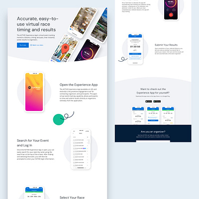 Virtual Race Timing and Results Landing Page app blue campaign design event green landing page marathon race ui ux virtual web design website