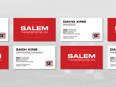 Salem Transportation Business Cards adobe behance bold business cards corporate identity design dribbble flat graphic design illustrator lettermark logo mark monogram monogram logo simple transportation trucking typography workmark