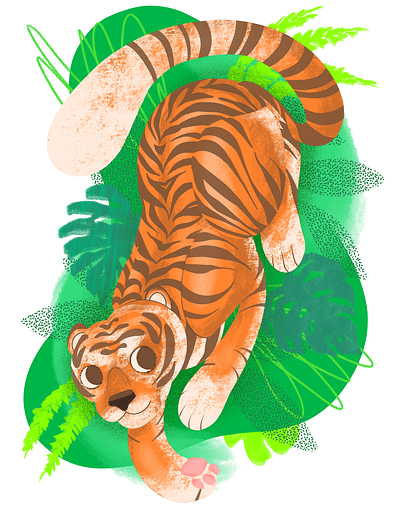 Crouching Tiger art big cats design flat forest illustration illustrator procreate procreate art tiger