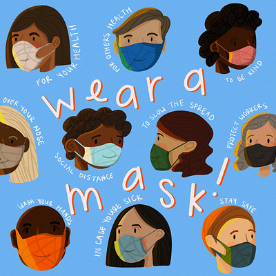 Wear a Mask! childrens book illustration coronavirus design graphic design handlettering illustration instagram post ipadpro procreate public health