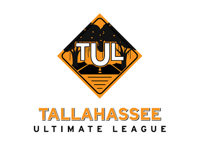 Tallahassee Ultimate League logo branding design logo road sign trees ultimate frisbee