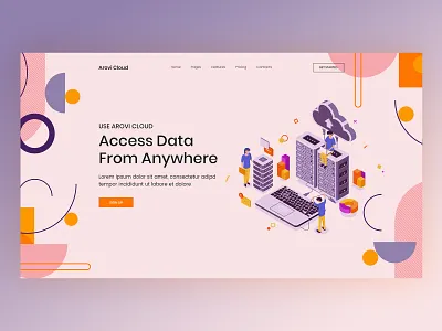 Arovi Cloud Hero Section cloud app data center freepik illustration saas saas design saas landing page saas website uidesign uiux uiuxdesign