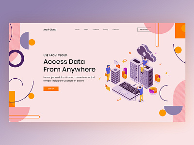 Arovi Cloud Hero Section cloud app data center freepik illustration saas saas design saas landing page saas website uidesign uiux uiuxdesign