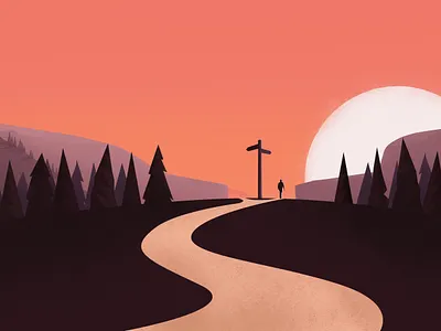 Journey landscape shadow silhouette wine label