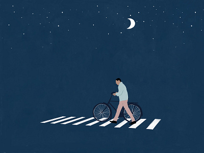 Passing Through The Night bike lonely man moon night starry