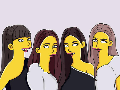 Yellow Cartoon Character For BlackPink art blackpink bp character design girlband illustration korean simpson simpsonstyle yellowcharacter